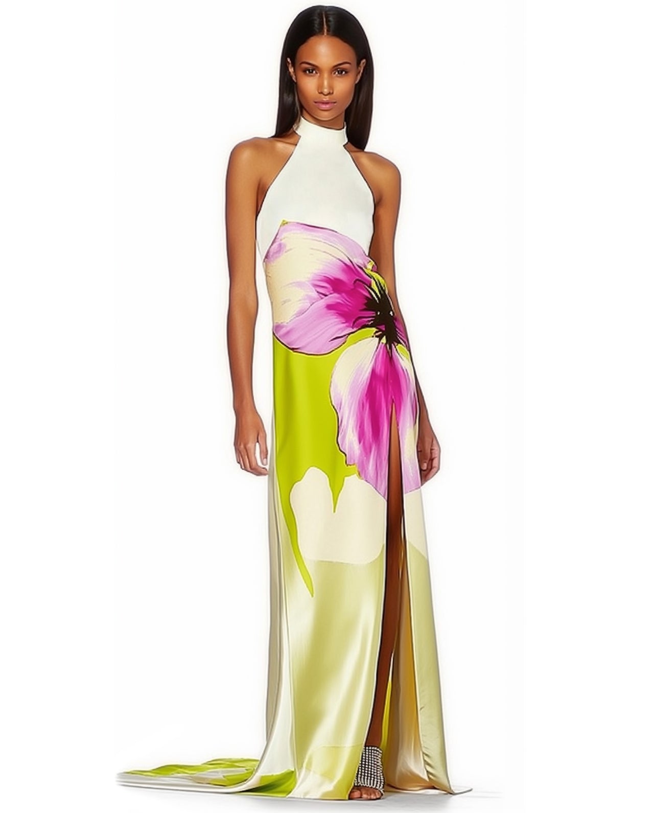 Olivia Floral Halter Gown - Multicolor