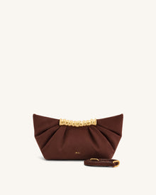 Leia Pleated Clutch - Dark Brown