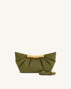 Leia Pleated Clutch - Dark Olive