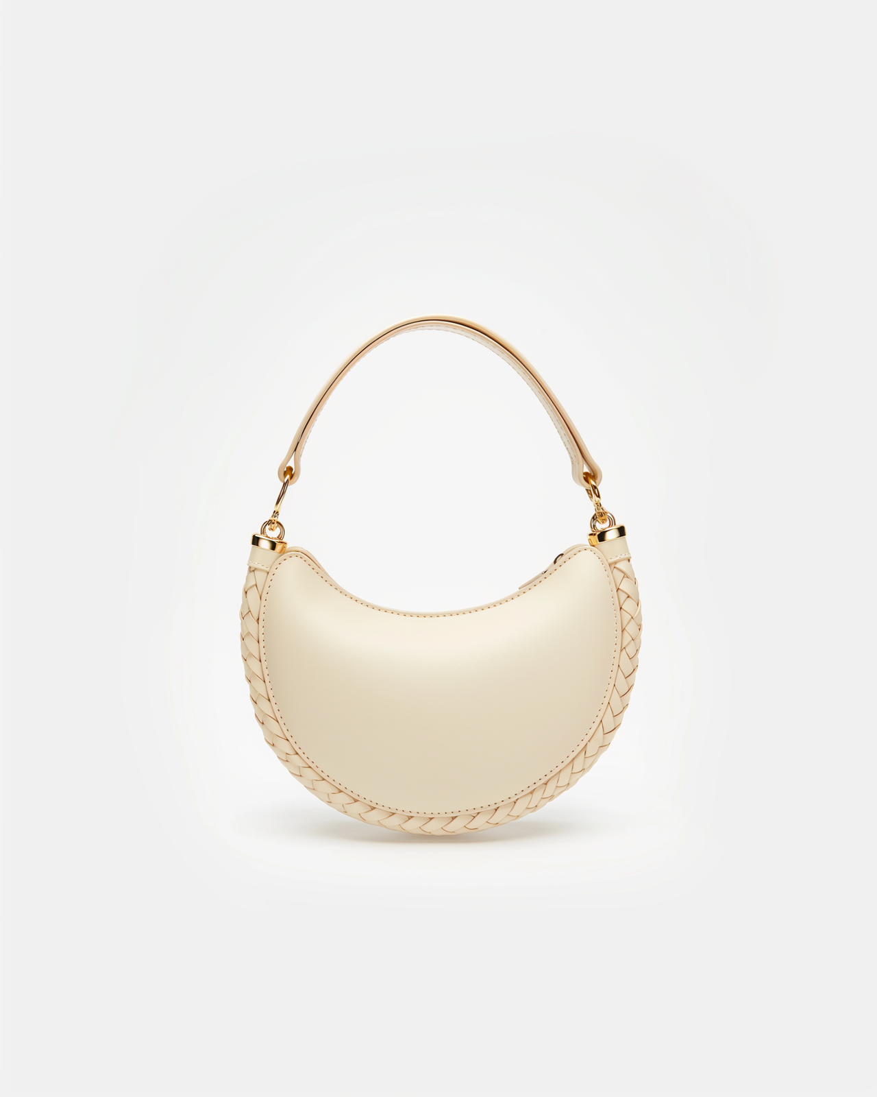 Alice Woven Edge Crescent Bag - Beige