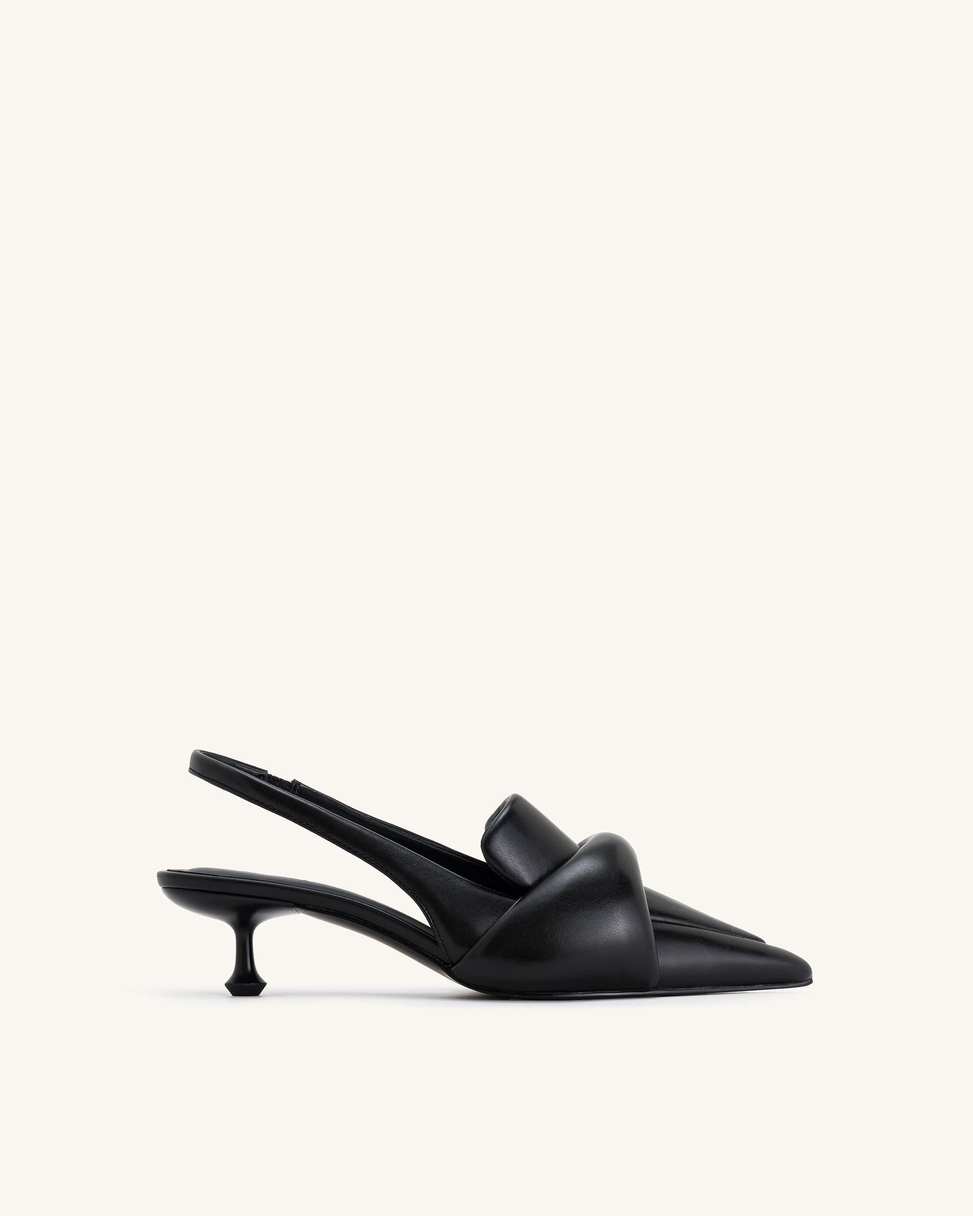 Carla Soft Padded Kitten Heel Pumps Black