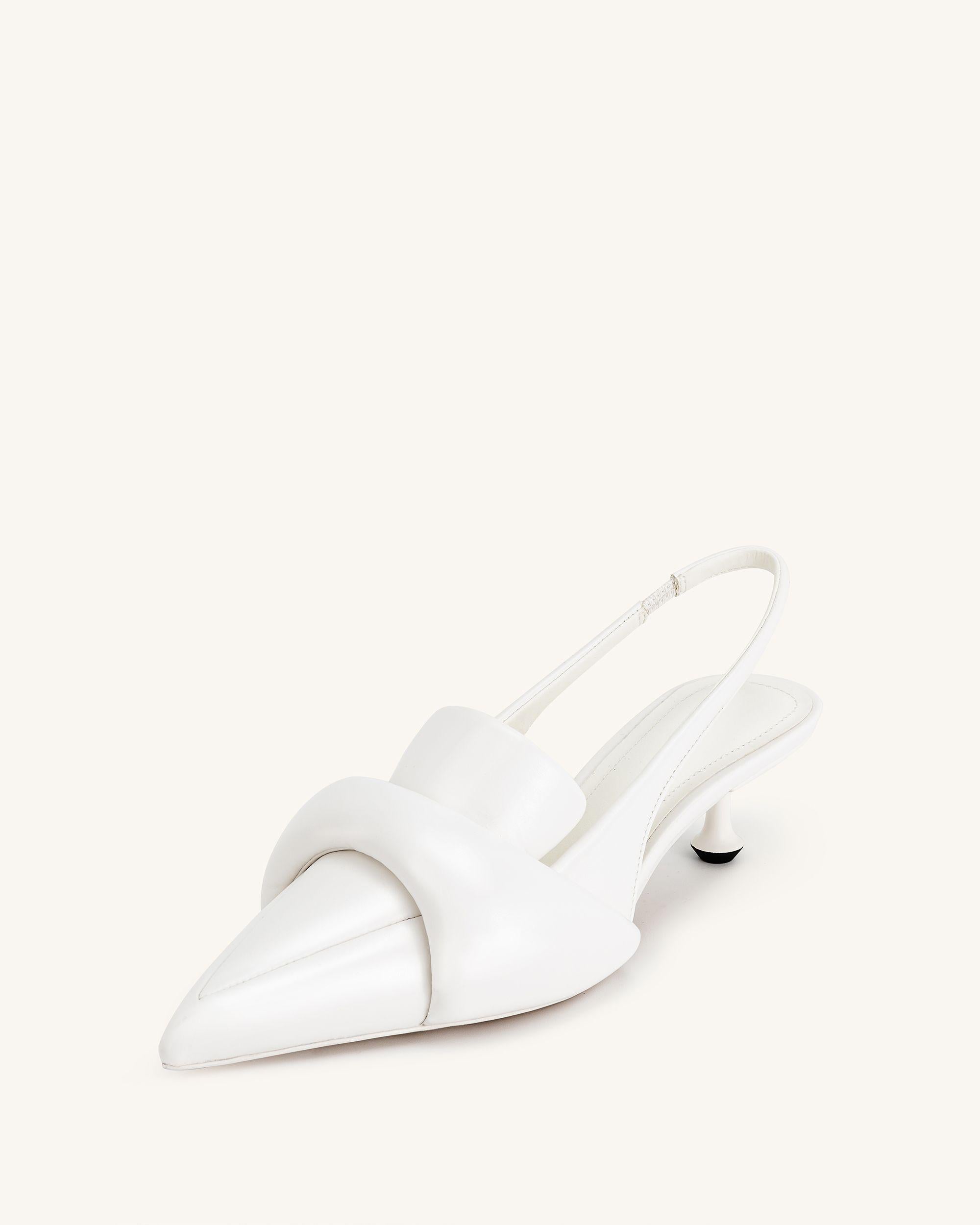 Carla Soft Padded Kitten Heel Pumps - White