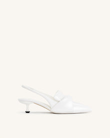 Carla Soft Padded Kitten Heel Pumps - White