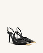 Savannah Gold Tipped Slingback Pumps - Black