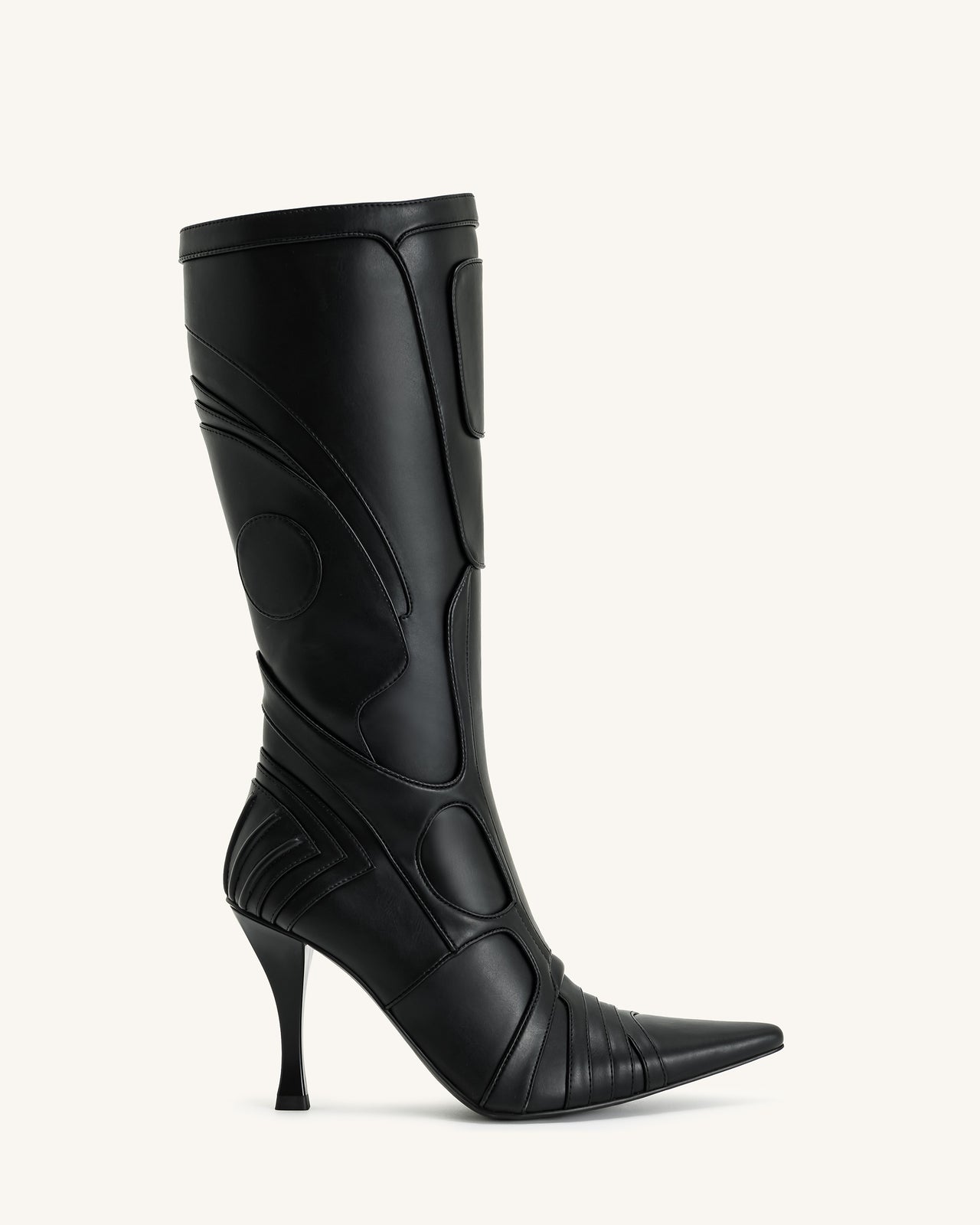 Odette Futuristic Heeled Bike Boots - Black