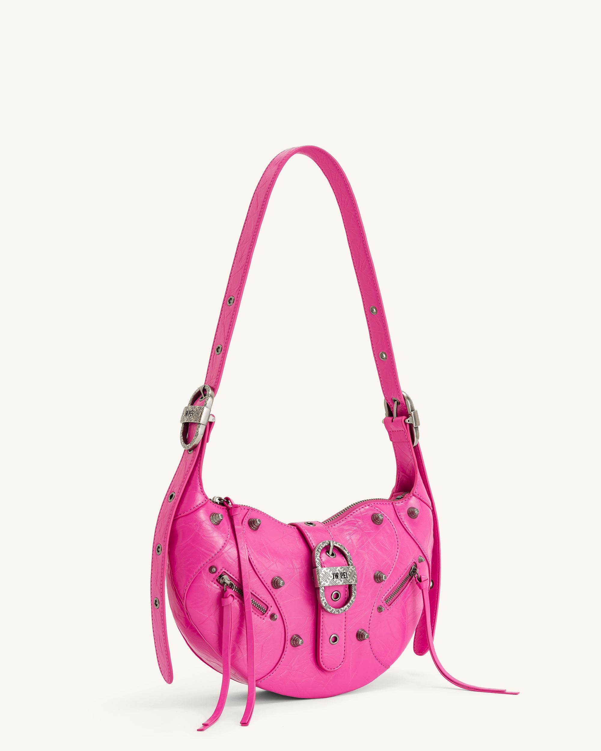 Tessa Crushed Shoulder Bag Bright Pink JW PEI