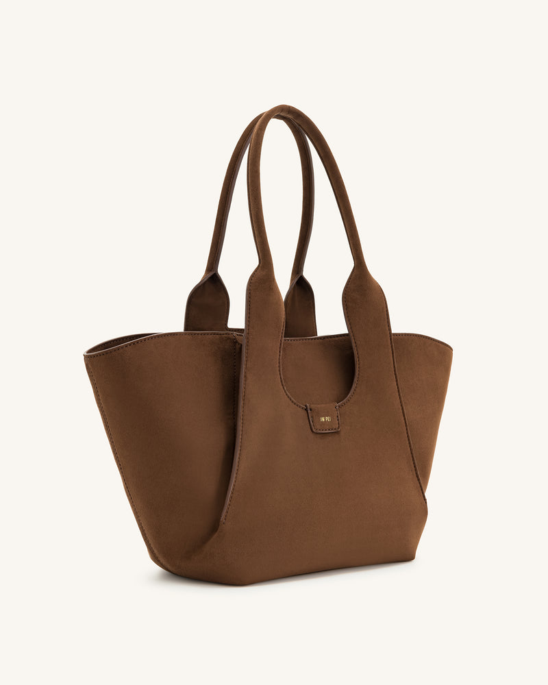 Cara Faux Suede Tote Bag - Mocha Brown