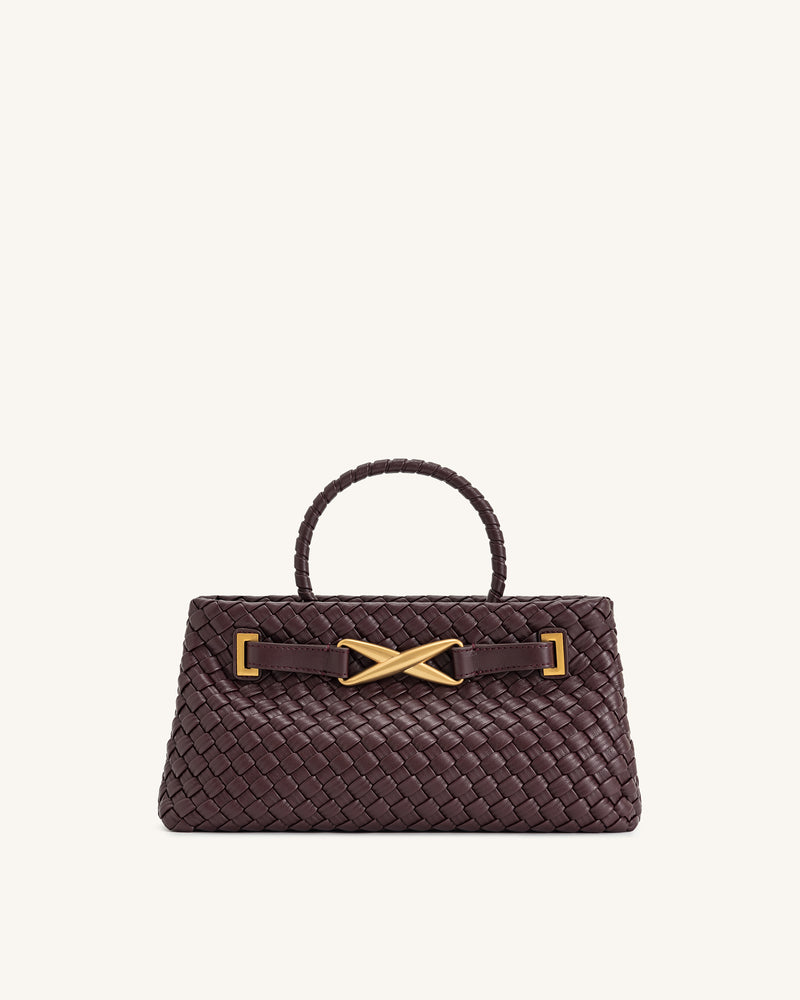 Elora Woven Tote Bag - Deep Burgundy