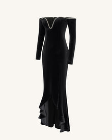 Allison Off-Shoulder Evening Gown - Black