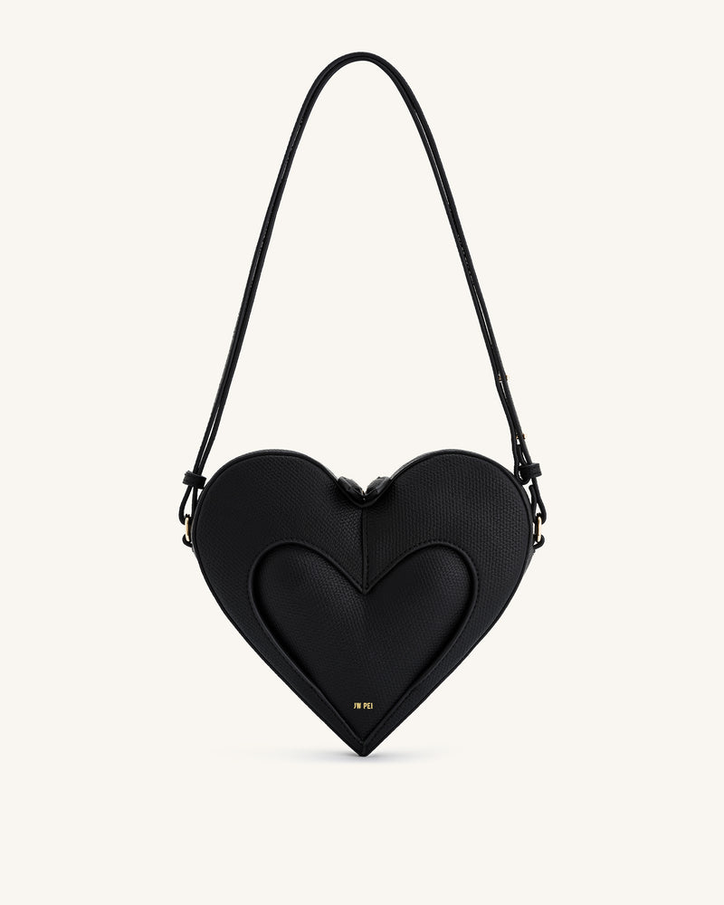 Francisca Heart Shaped Crossbody Bag - Black