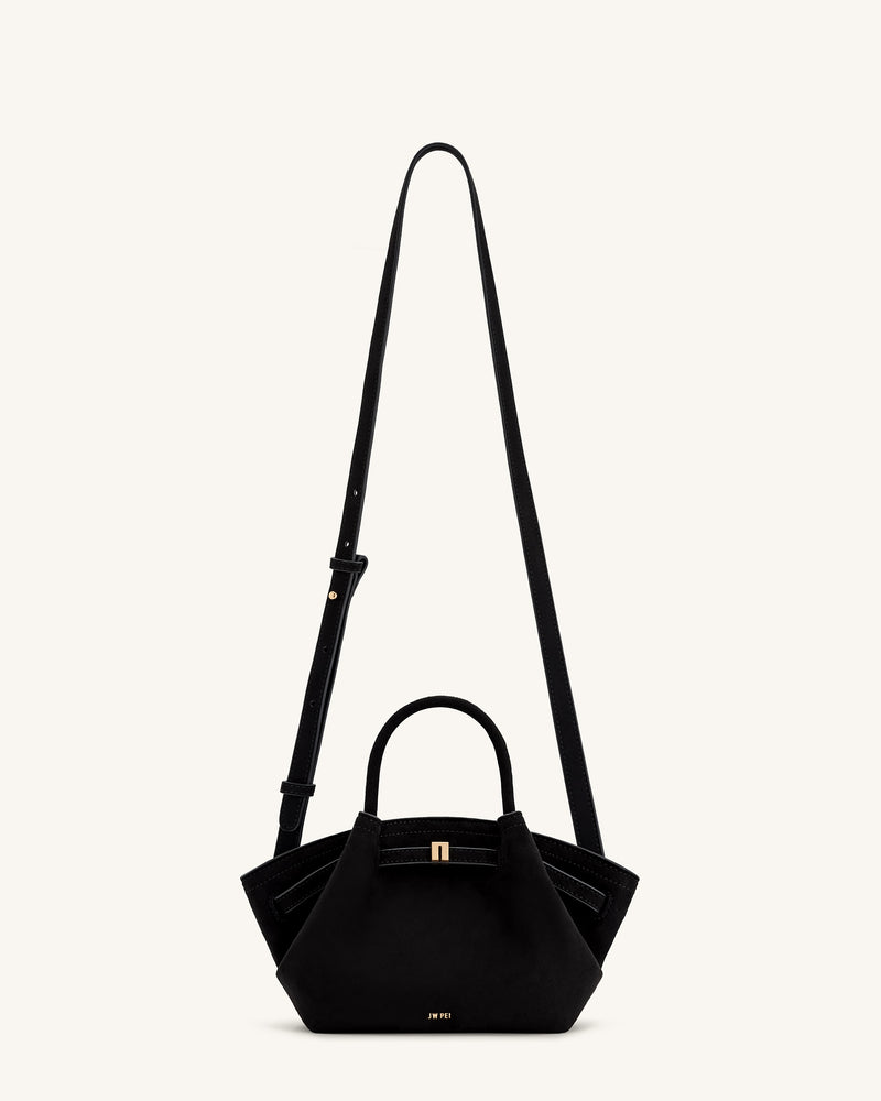 Hana Mini Faux Suede Tote Bag - Black