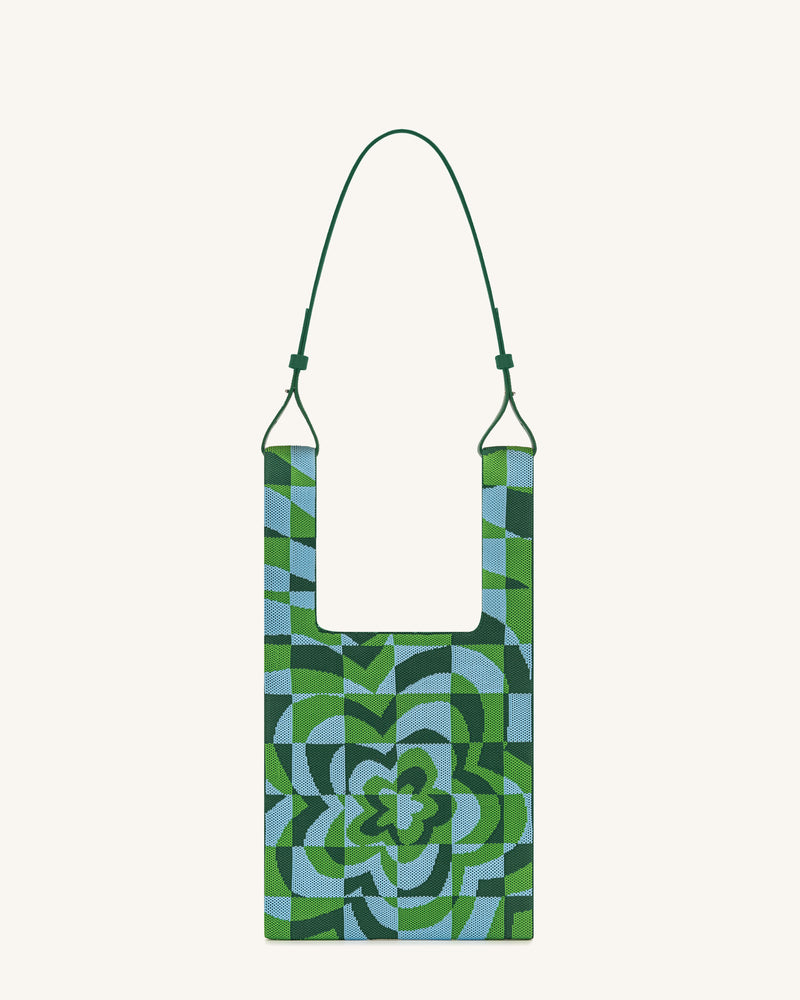 Shea Knitted Tote Bag - Dark Green & Green & Ice