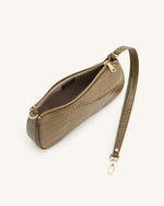 Eva Shoulder Handbag - Dark Olive Croc