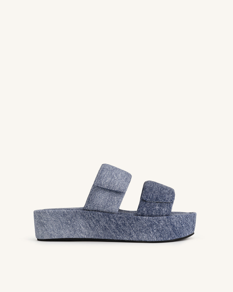 Lexi Denim Embossed Sandal - Blue