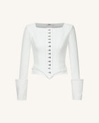 Lydia Corset-Inspired Blazer - White