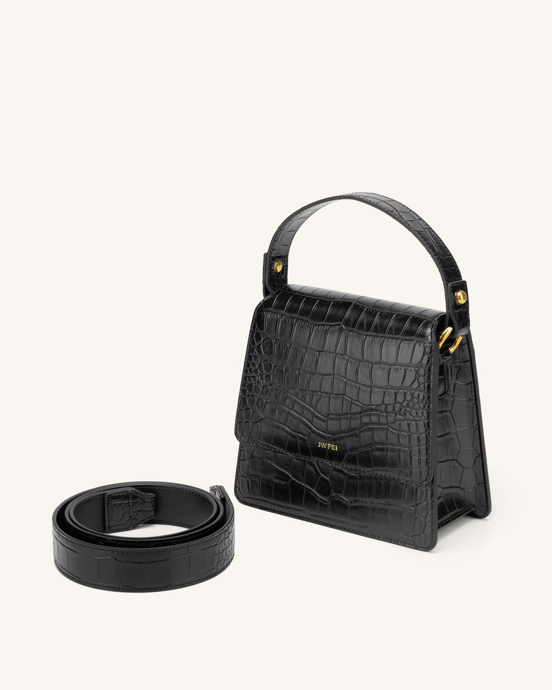 The Fae Top Handle Bag - Black Croc