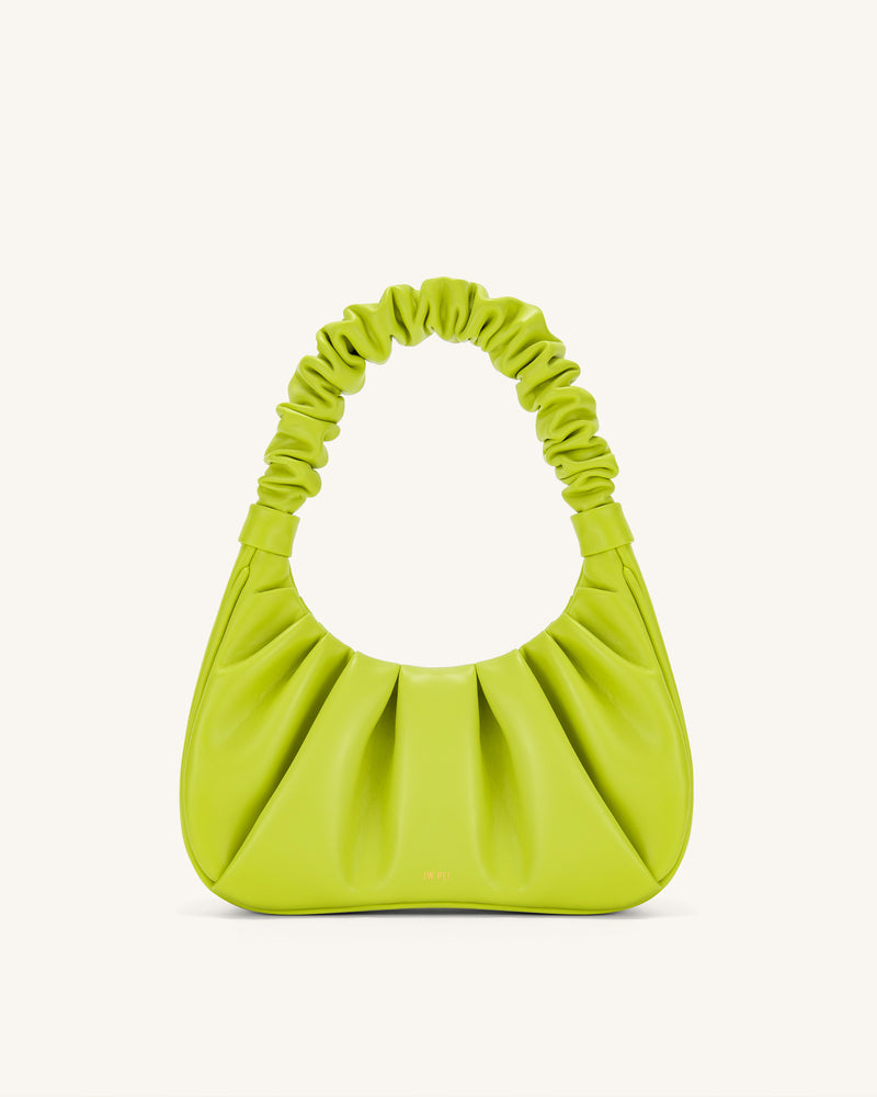 Gabbi Ruched Hobo Handbag - Cyber Lime