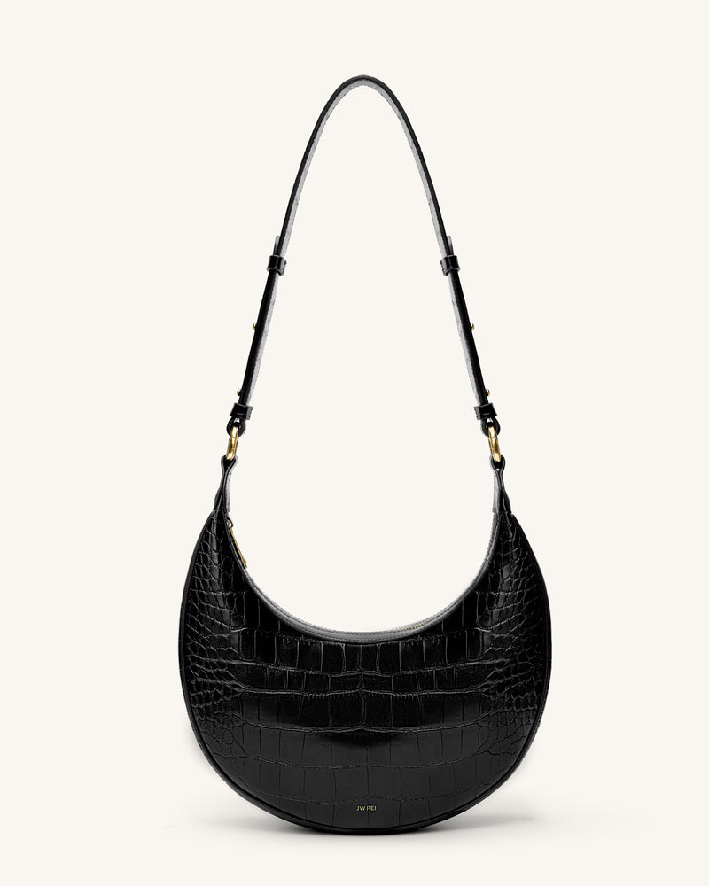 Carly Saddle Bag - Black Croc