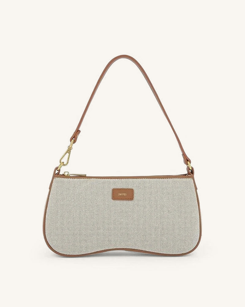 Eva Shoulder Handbag - Beige Canvas