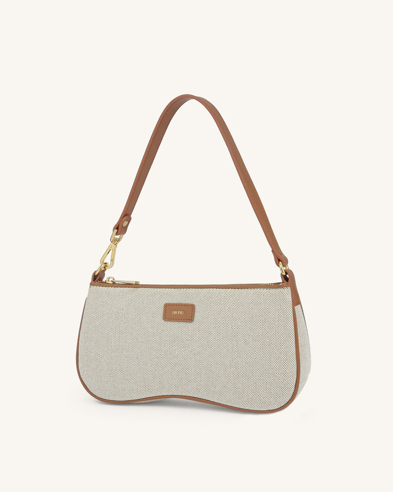 Eva Shoulder Handbag - Beige Canvas