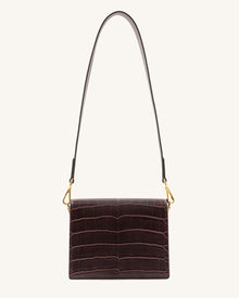 Mini Flap Crossbody - Brown Croc