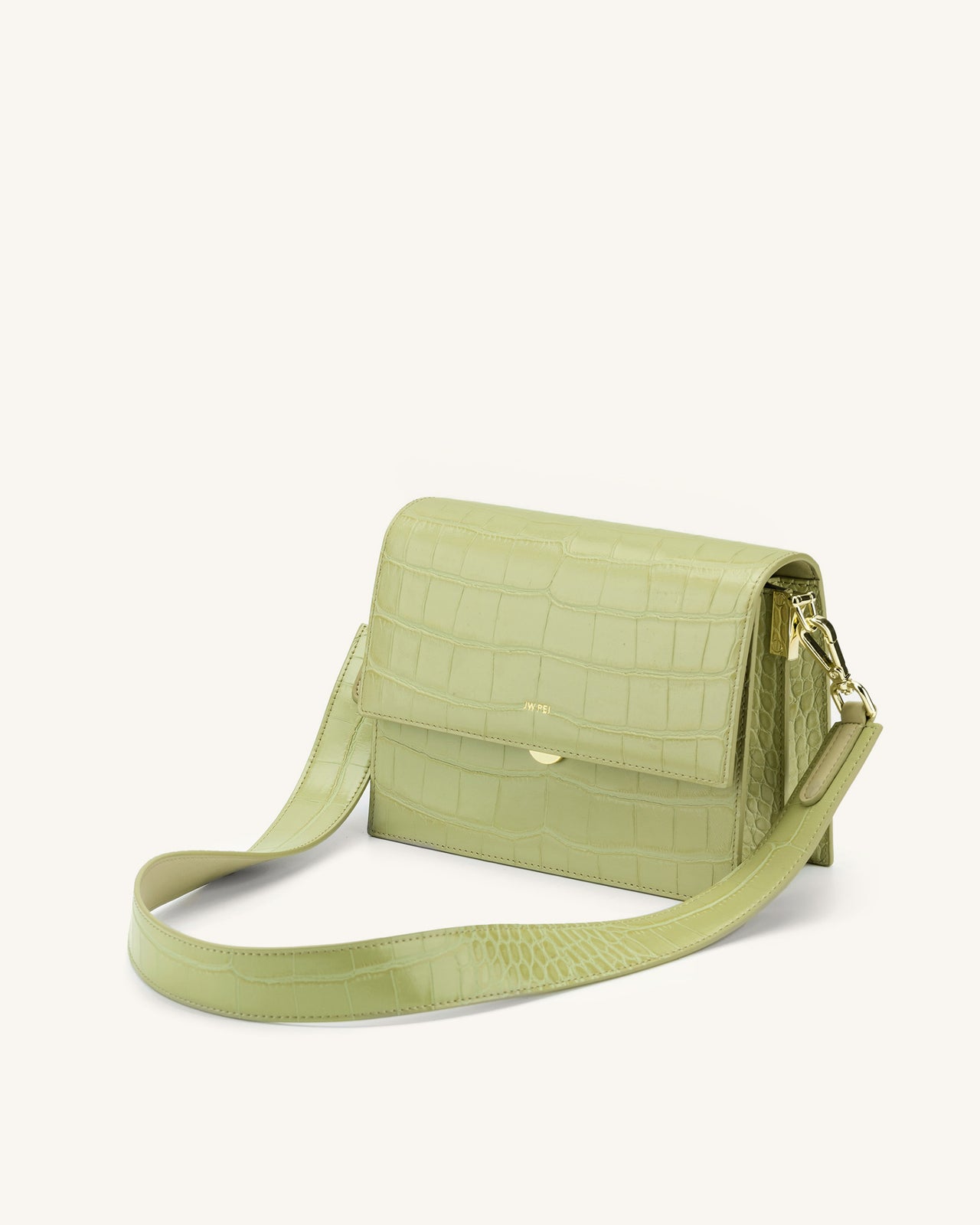 Mini Flap Crossbody - Sage Green Croc